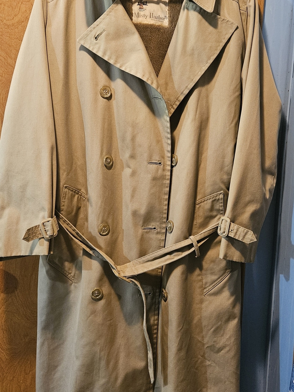 Misty Harbor Classic Tan Trench Coat with Belt